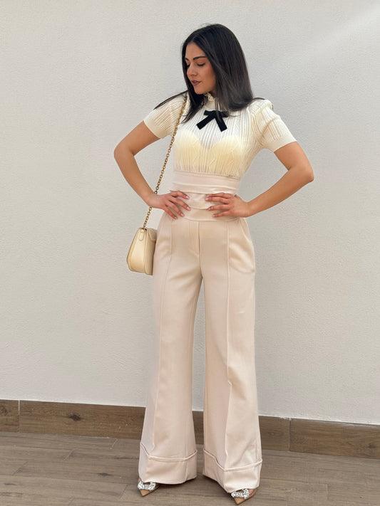 Panta Super vita alta Beige