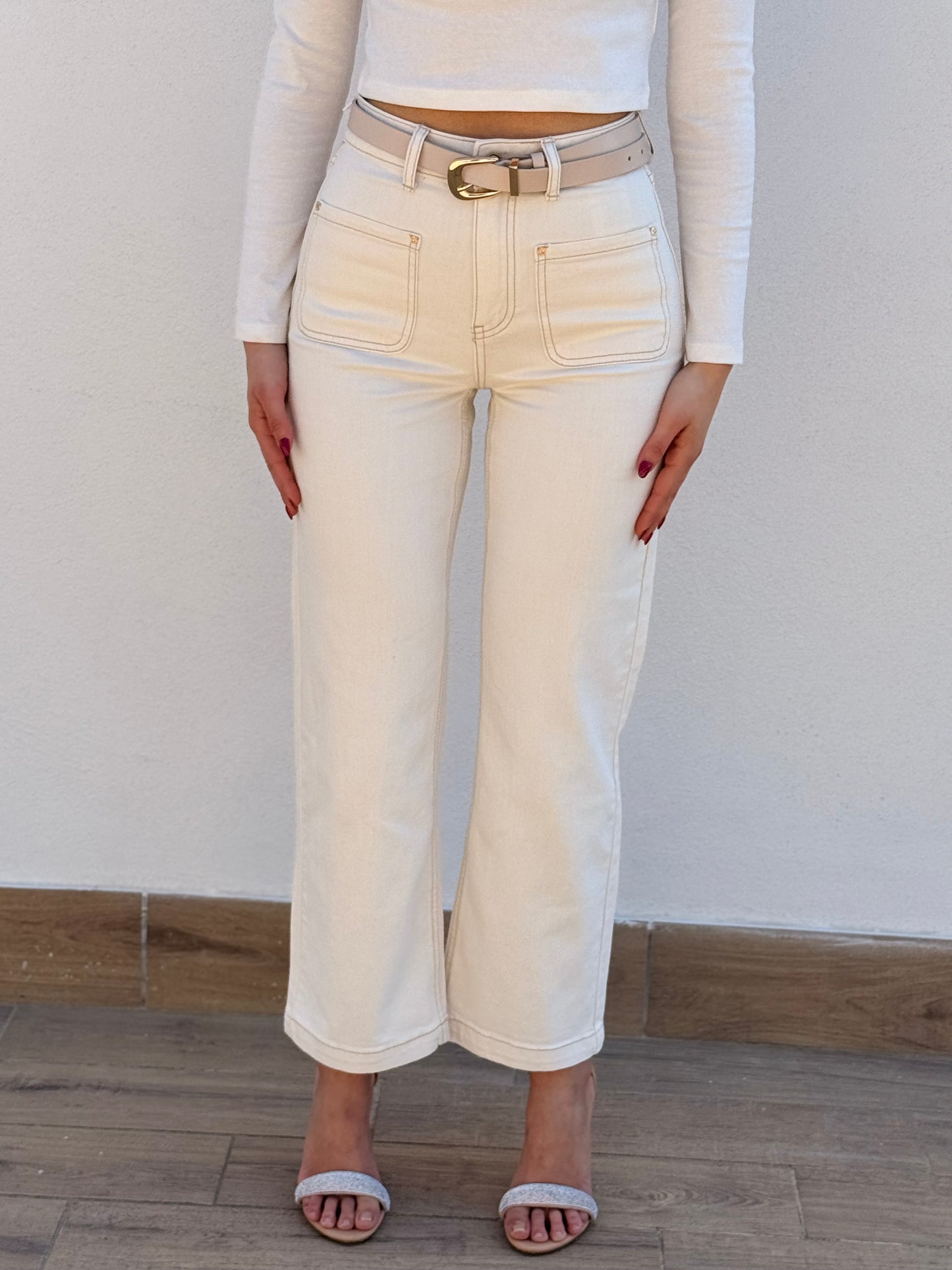 Jeans gamba dritta Panna