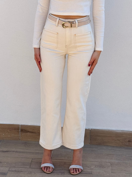 Jeans gamba dritta Panna